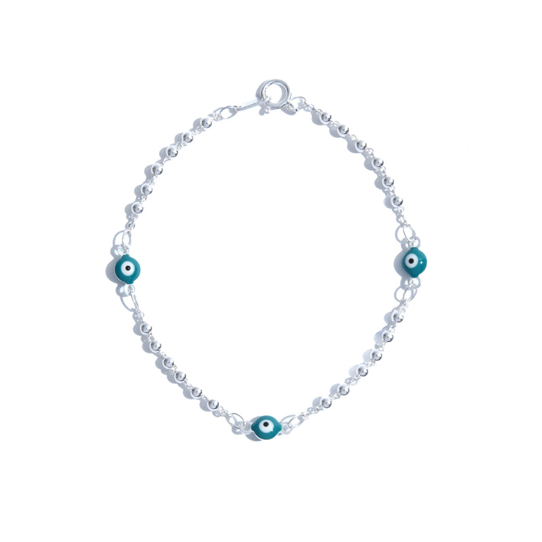 blue evil eye Bracelet made in silver