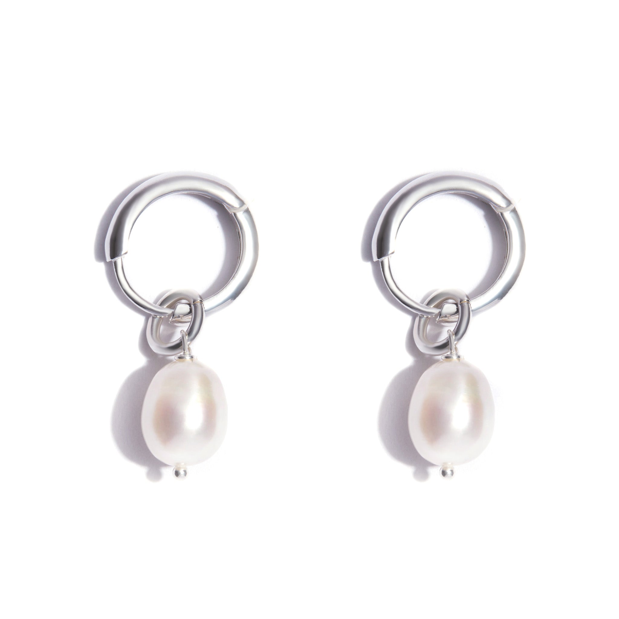 Silver Baroque Water Pearl Huggie Hoops – Seoidín