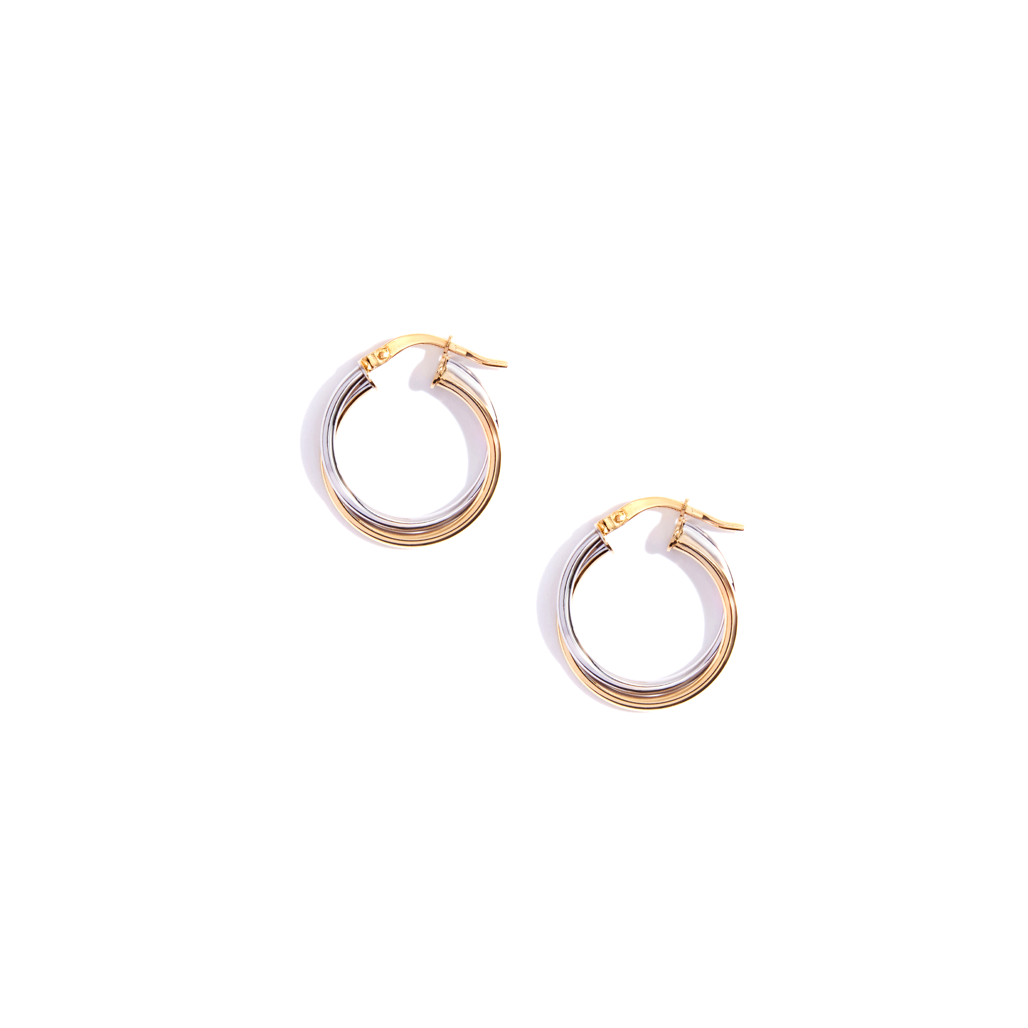 9ct Two-Tone Gold Crossover Hoop Earrings