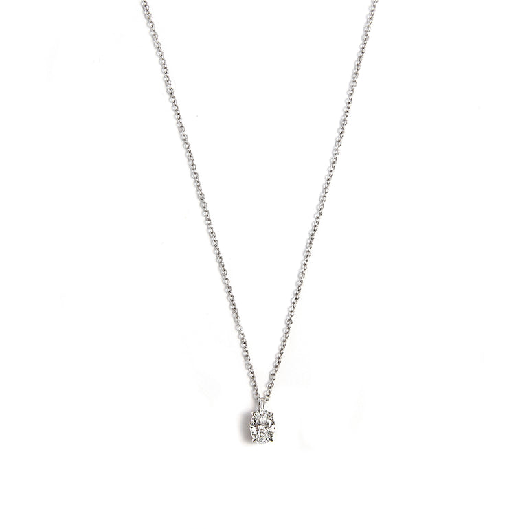 Stunning 'Ethereal Elegance Oval Pendant' crafted with perfection for those who appreciate timeless beauty and modern sophistication. Features a lab-grown diamond set in 18ct gold, radiating brilliance and luxury. Material: 18ct gold. Diamond Shape: Oval Brilliant. Diamond Measurements: 7.18 * 5.08 * 3.22mm. Total Diamond Weight: 0.72 carats. Color Grade: F (Near Colorless). Clarity Grade: Internally Flawless.