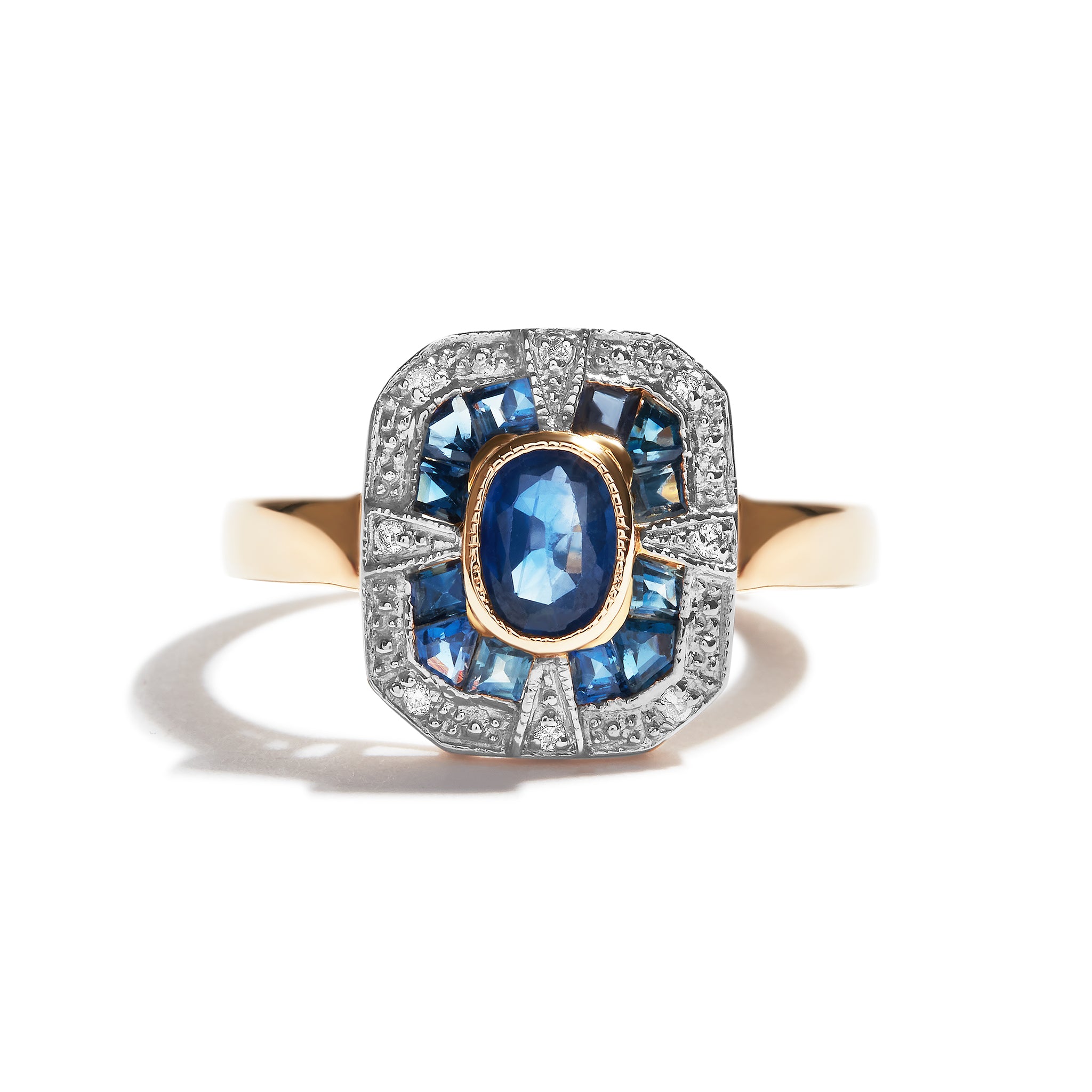 Sapphire diamond art deco on sale ring