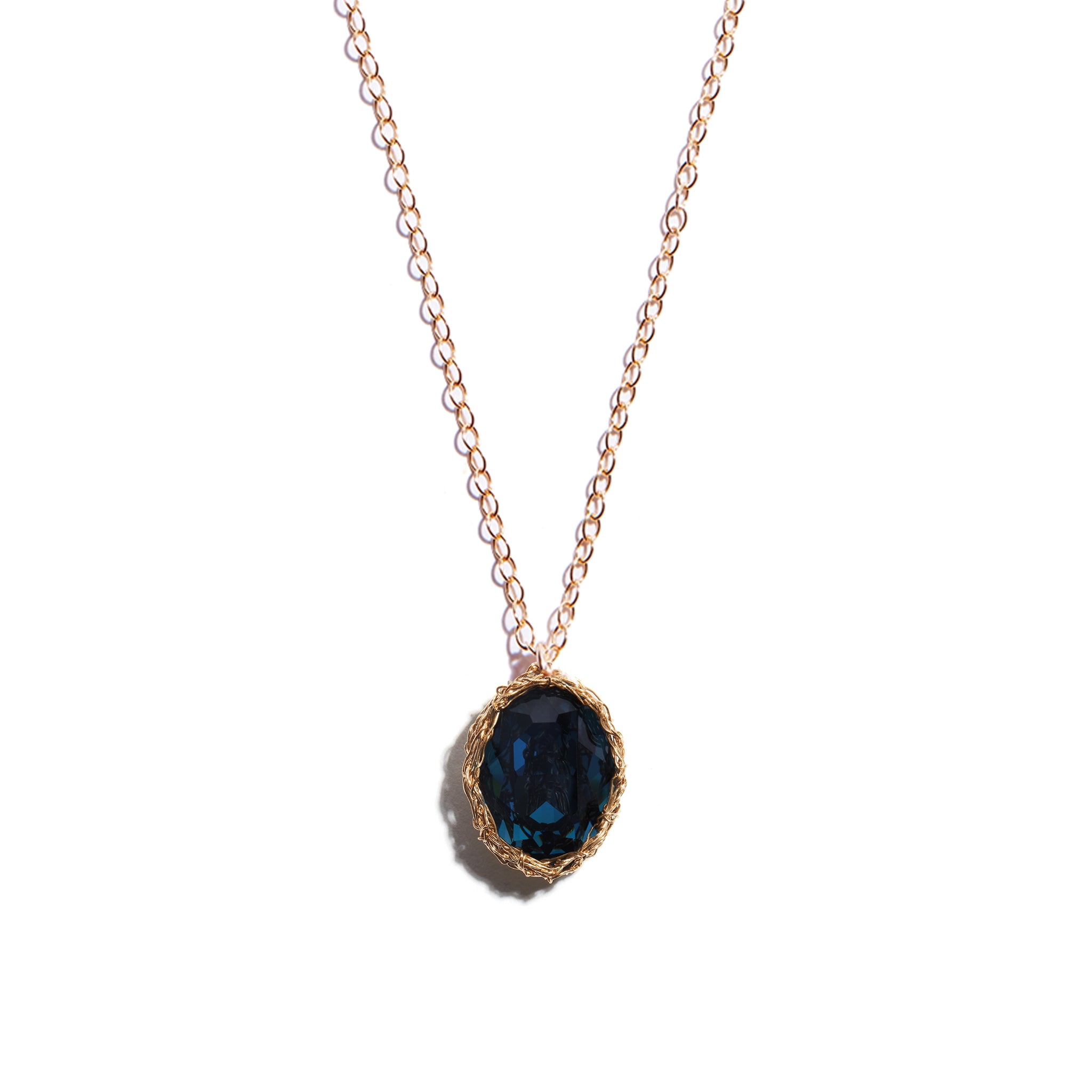 Deep Blue Oval Pendant Seoidin