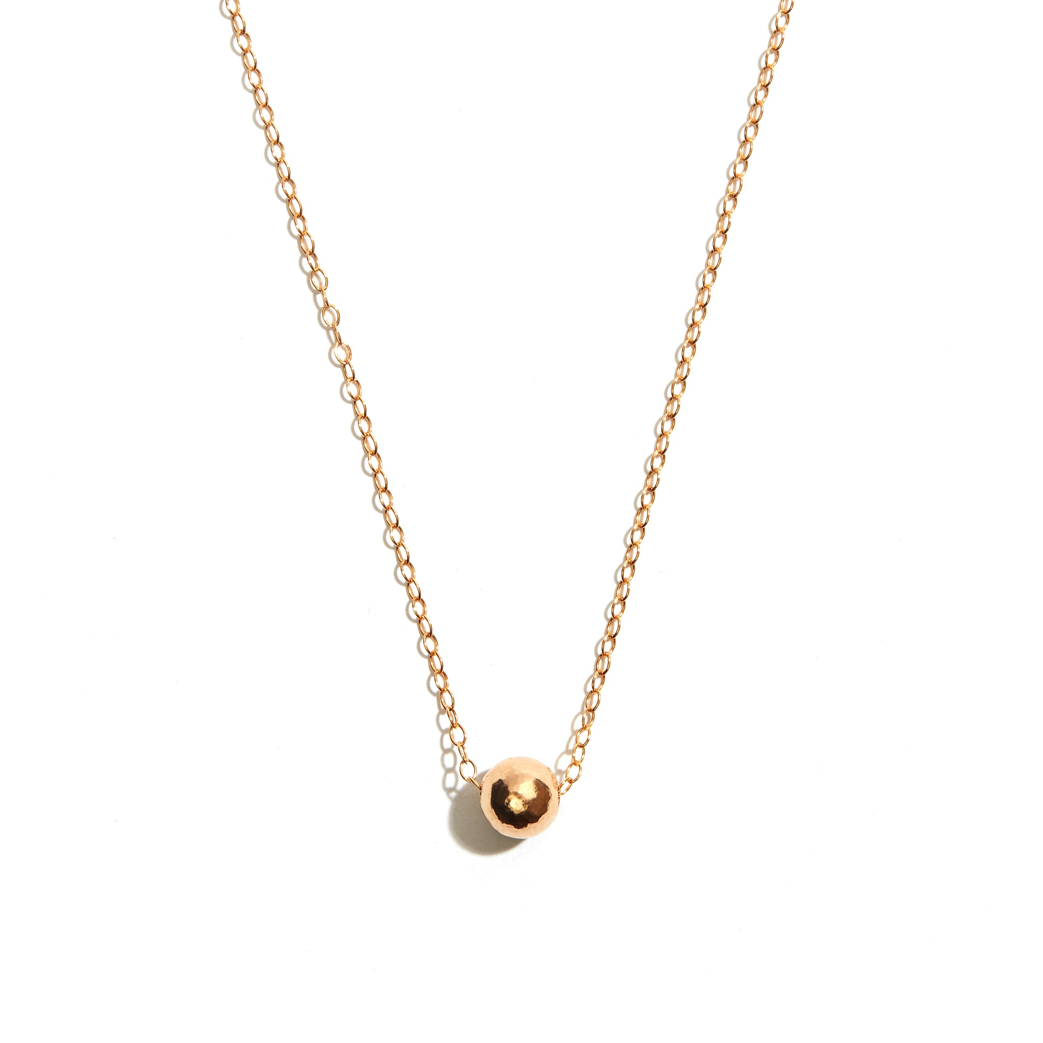 Stunning Hammered Gold Ball Pendant crafted from 14 carat gold-fill, radiating timeless sophistication and charm.