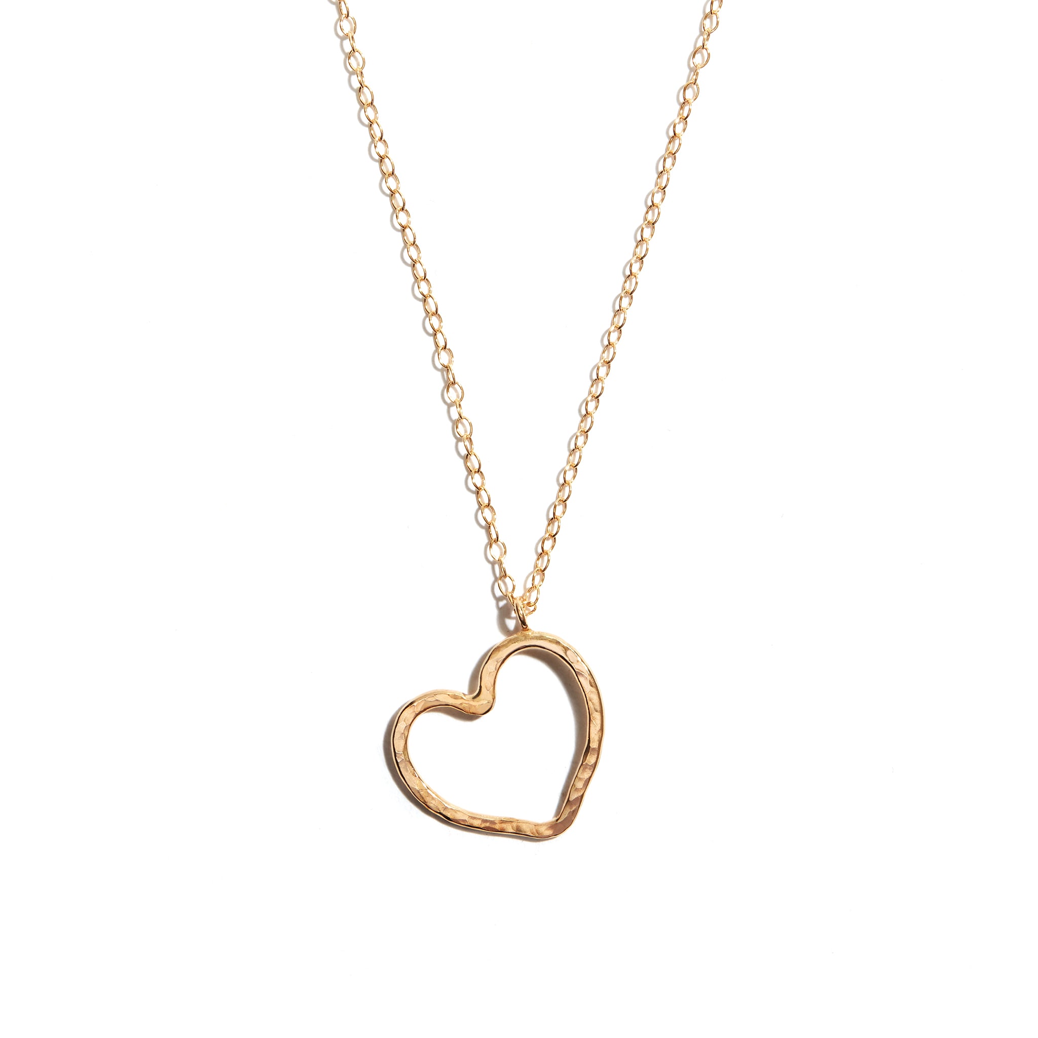 Beautiful Gold Open Heart Necklace crafted from 14 carat gold-fill, symbolizing love and elegance, perfect for any occasion.