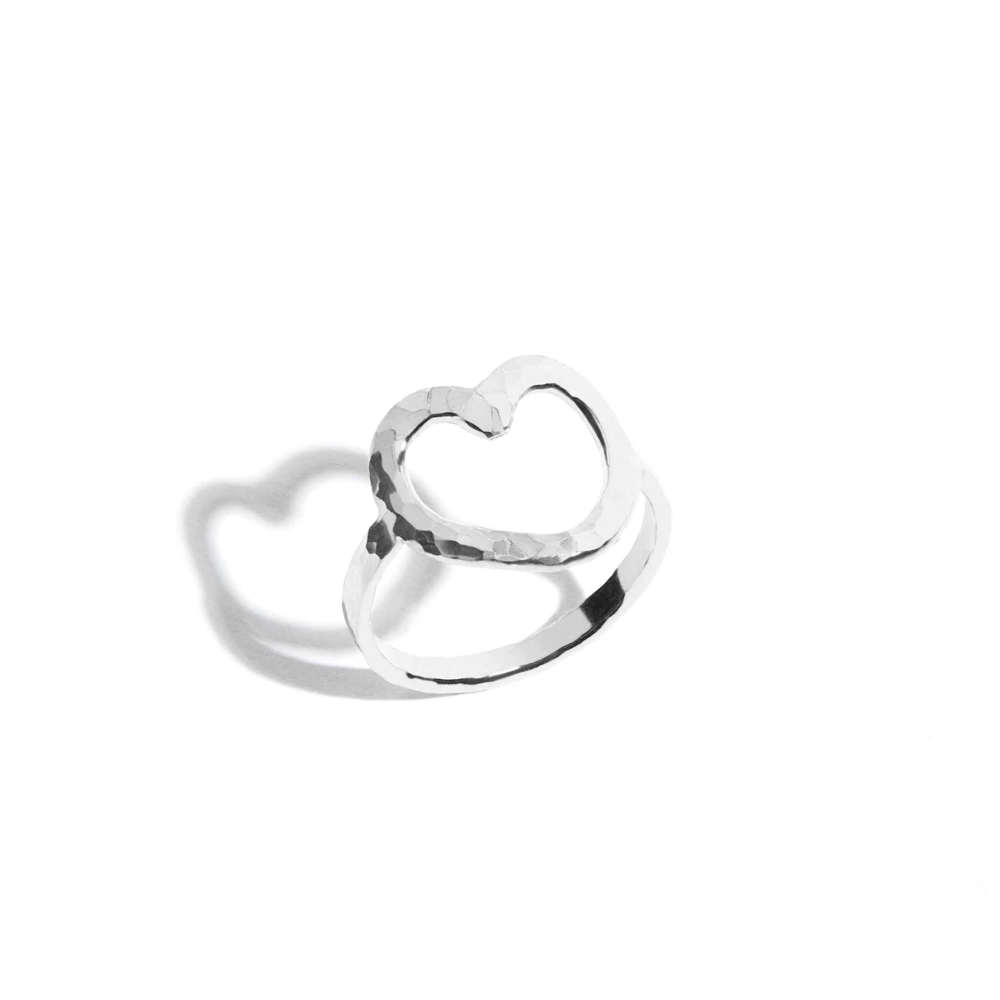 Open heart store silver ring
