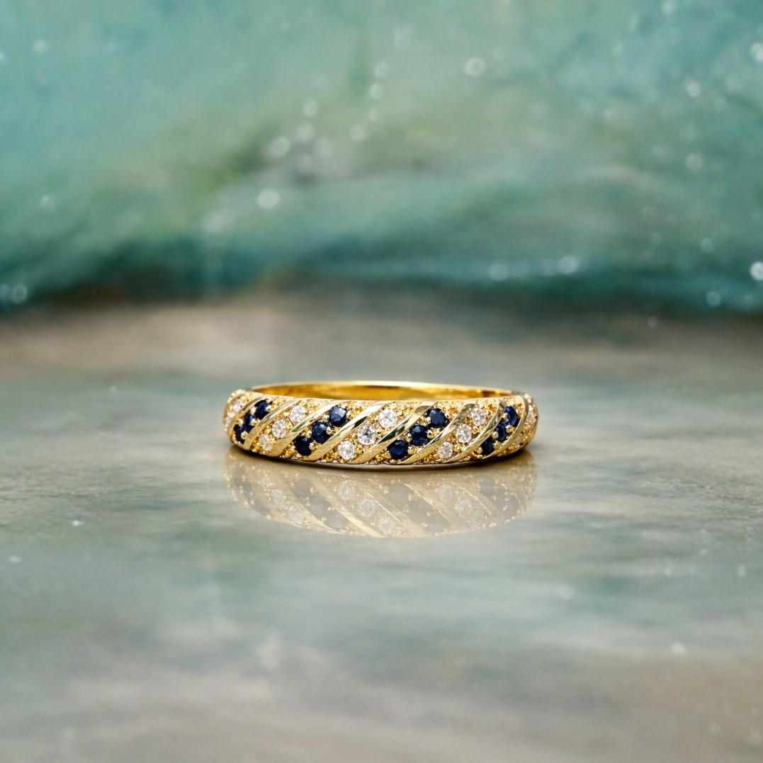 Sapphire and diamond band ring 