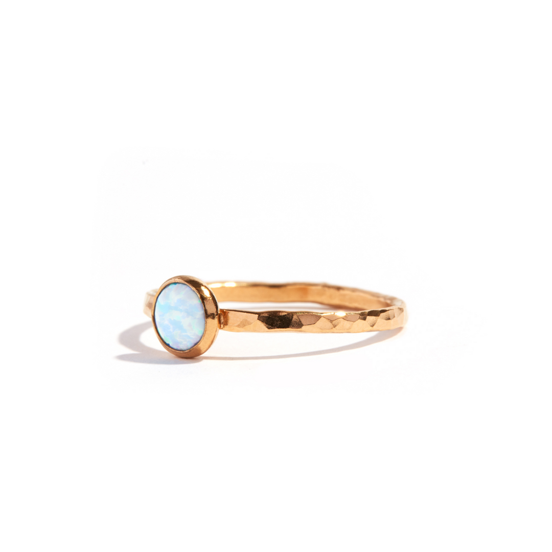 Gold filled ring with white opal stone