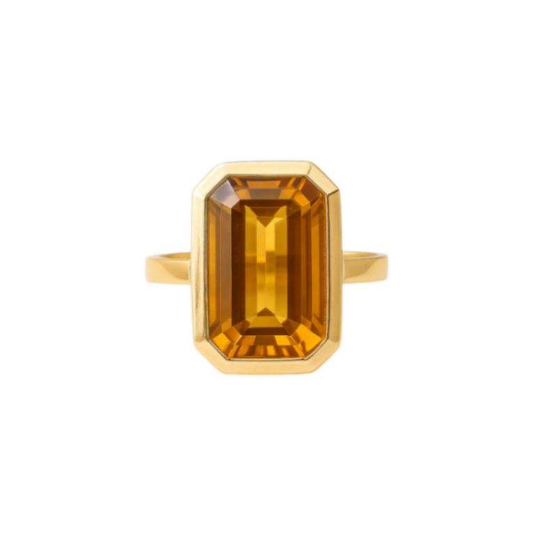 9ct, Citrine Stone, Rings, Vintage, 9ct Solid Gold, Big Stone, Rectangular Shape, Jewellry 