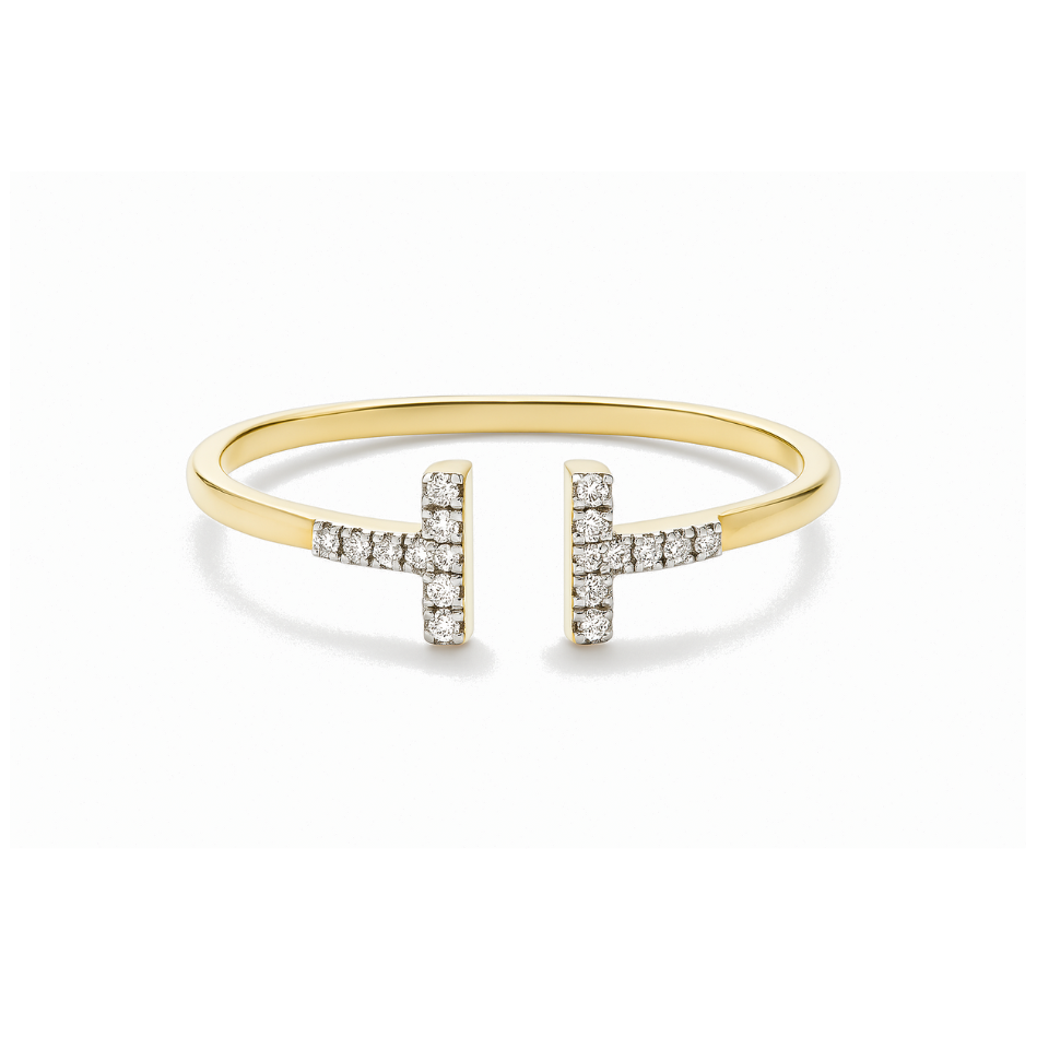 9ct Gold Diamond Open Bar Ring