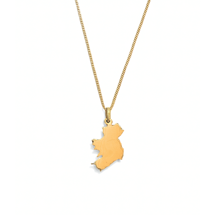 Gold necklace with 9ct Ireland map pendant, simple and elegant design


