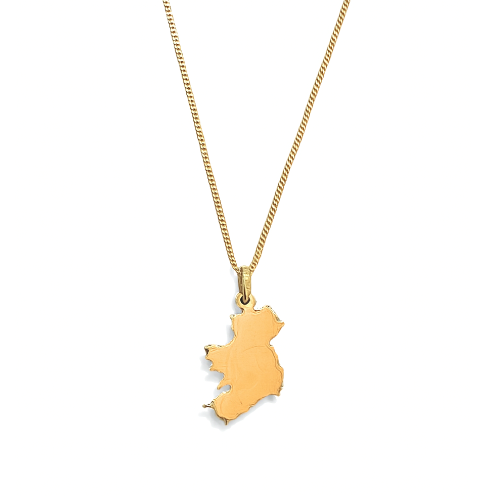 Gold necklace with 9ct Ireland map pendant, simple and elegant design


