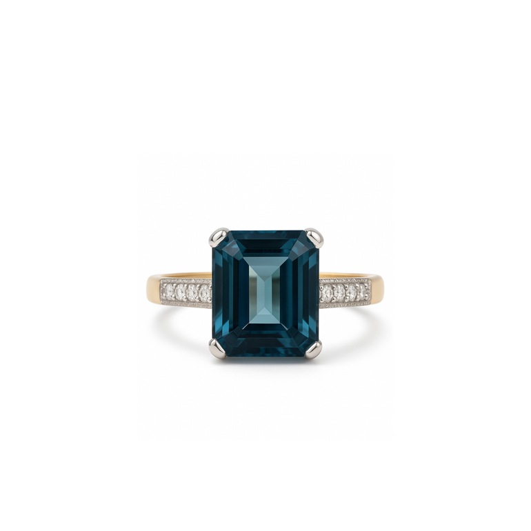 9ct London Topaz and Diamond Ring, Vintage, Ring, Diamond, 9ct Solid Gold. Jewellry, Accesories. 