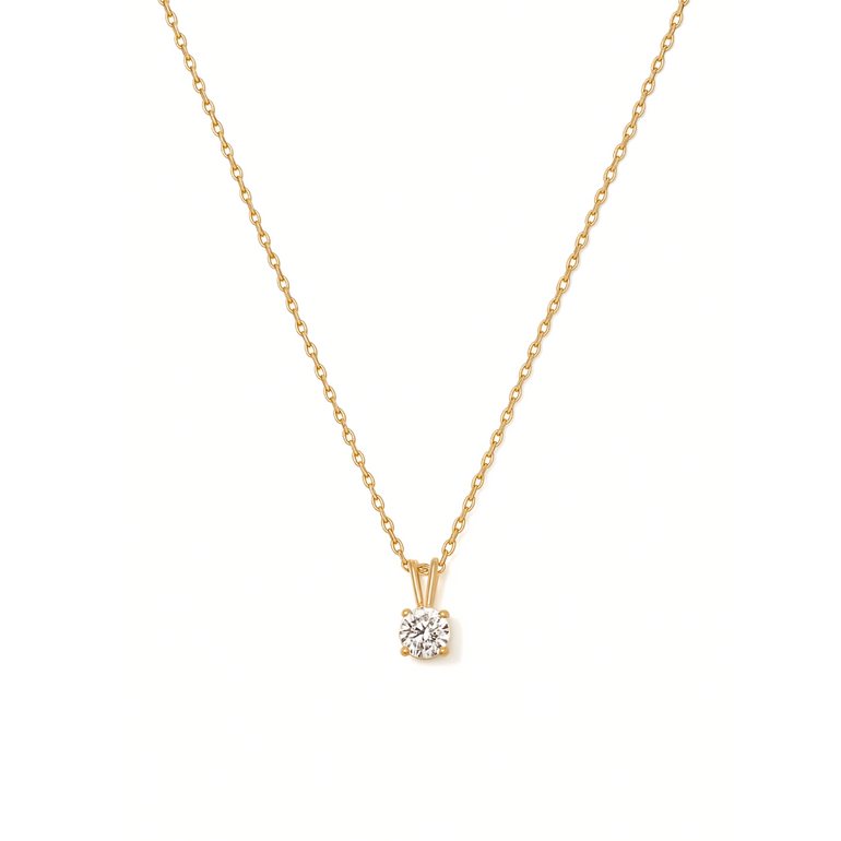9ct CZ stone Pendant, Solid Gold, Solitarie Pendant.