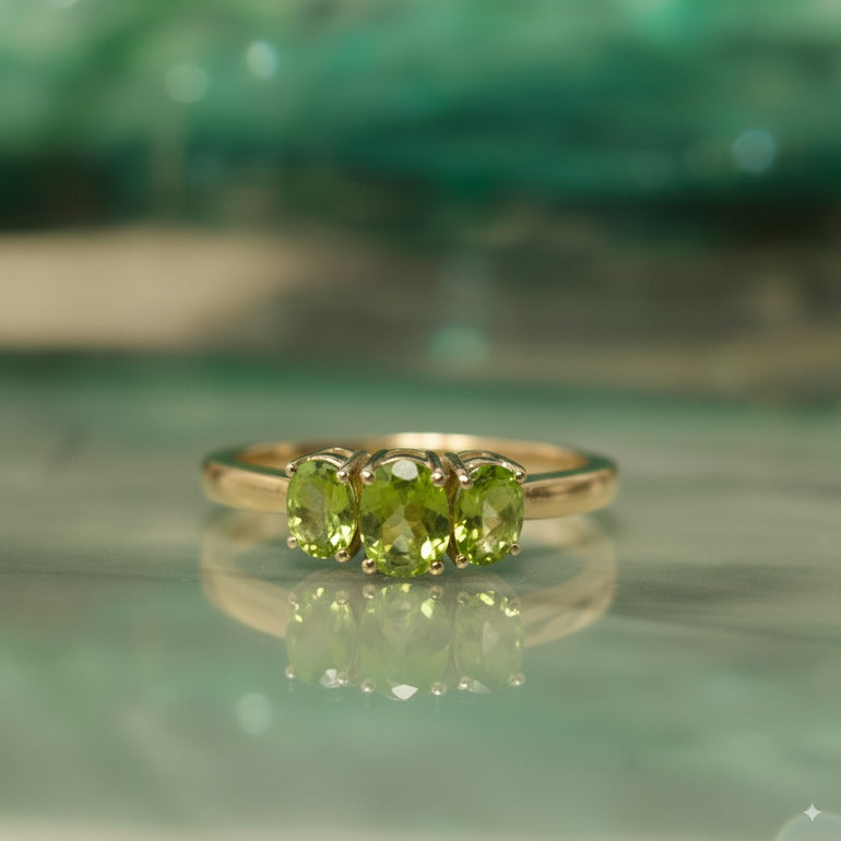 9ct Triple Peridot Gold Ring