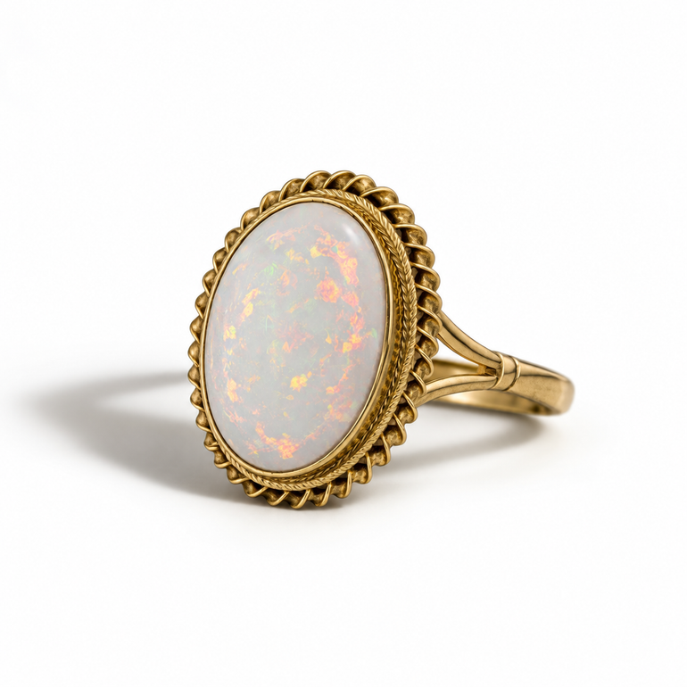 9ct gold
Cabochon opal