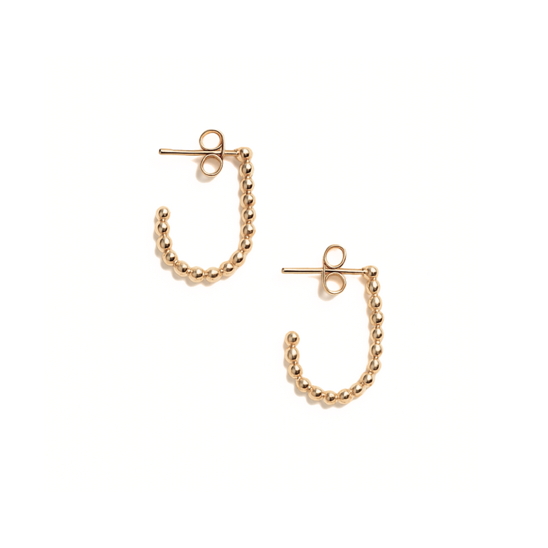 Beaded Gold Hoop Studs