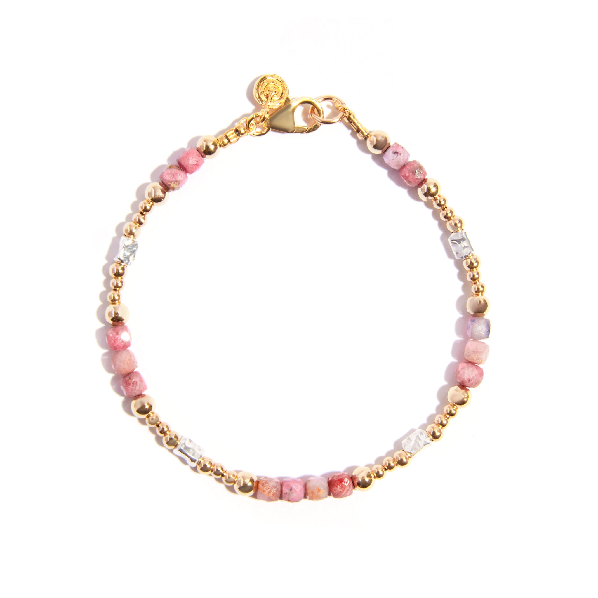 This stunning Rose Tourmaline Bracelet bracelet features high-quality rose tourmaline beads complemented by 14ct gold-filled and premium silver accents.