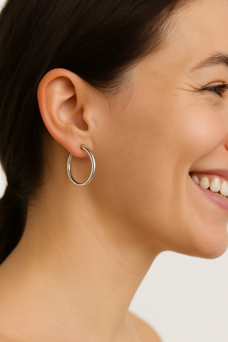 Sterling Silver, hoop earrings 