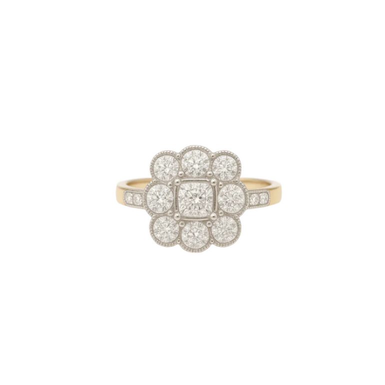 9ct yellow gold, diamond ring, engagement, Solid Gold, Jewelley.