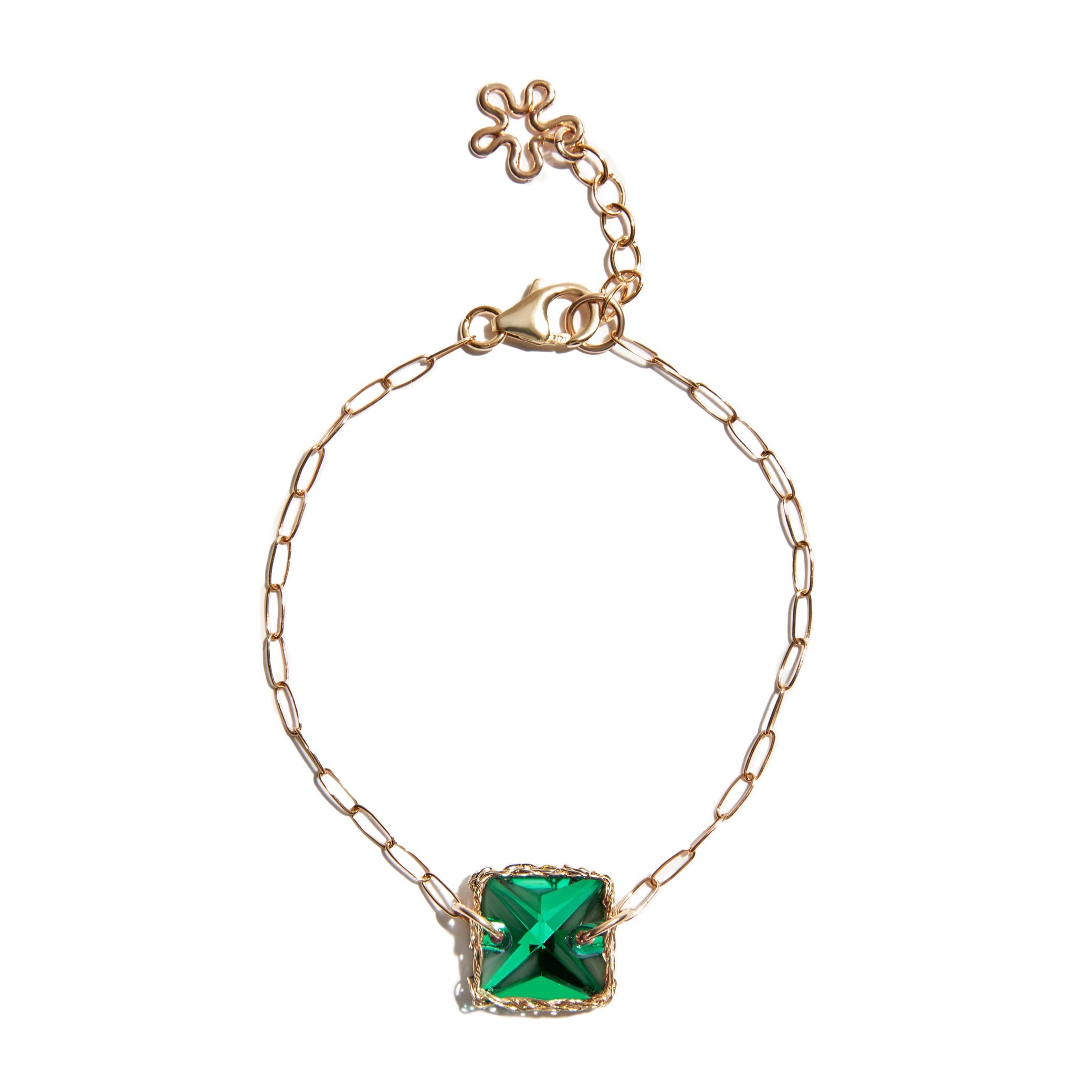 Our Emerald Green Gem Bracelet crochet bracelet is made from 14ct gold fill. The perfect gift for someone special.