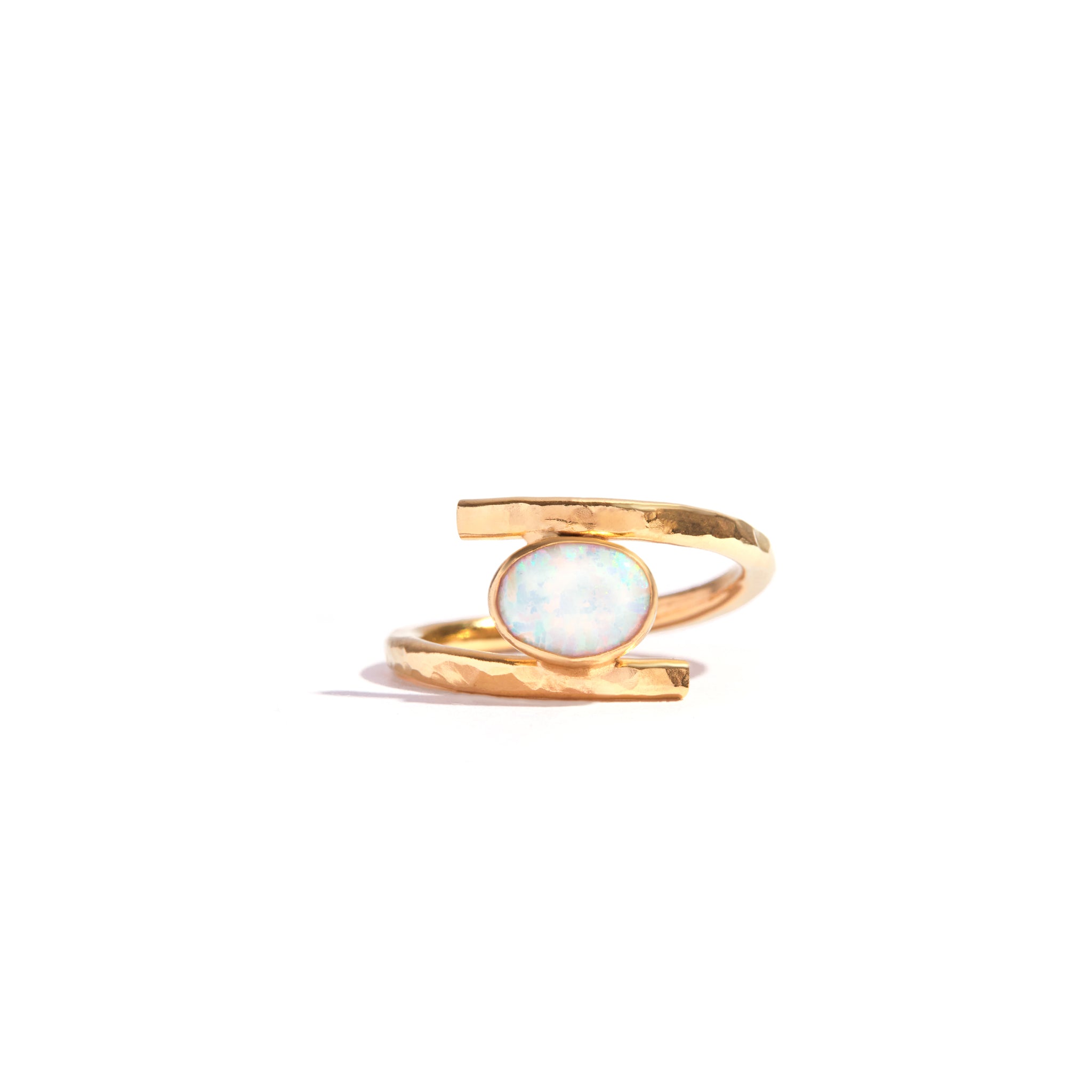 Stunning white opal stone ring set in elegant 14ct gold filled design, combining opal's elegance with gold's sophistication. Add charm to any outfit with this luxurious and durable piece