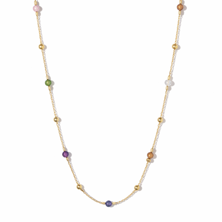 Rainbow beaded necklace gold