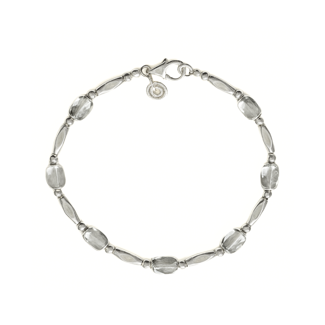 Silver bracelet with oval beads, Sterling silver bracelet