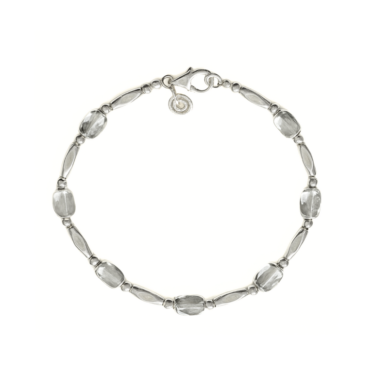 Silver bracelet with oval beads, Sterling silver bracelet