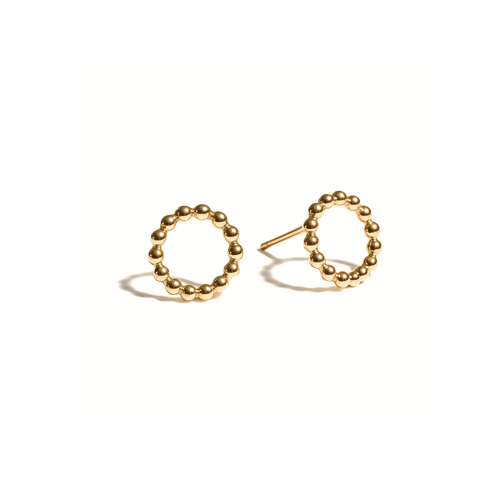 Stud Earrings, Circle, Yellow Gold