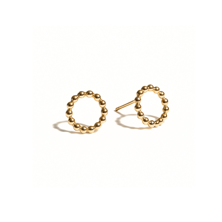 Stud Earrings, Circle, Yellow Gold