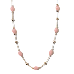 Necklace with pink beads on a white background