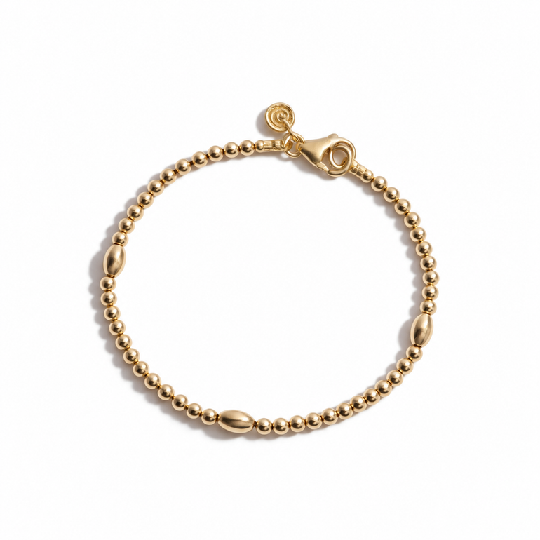 gold oval beaded bracelet