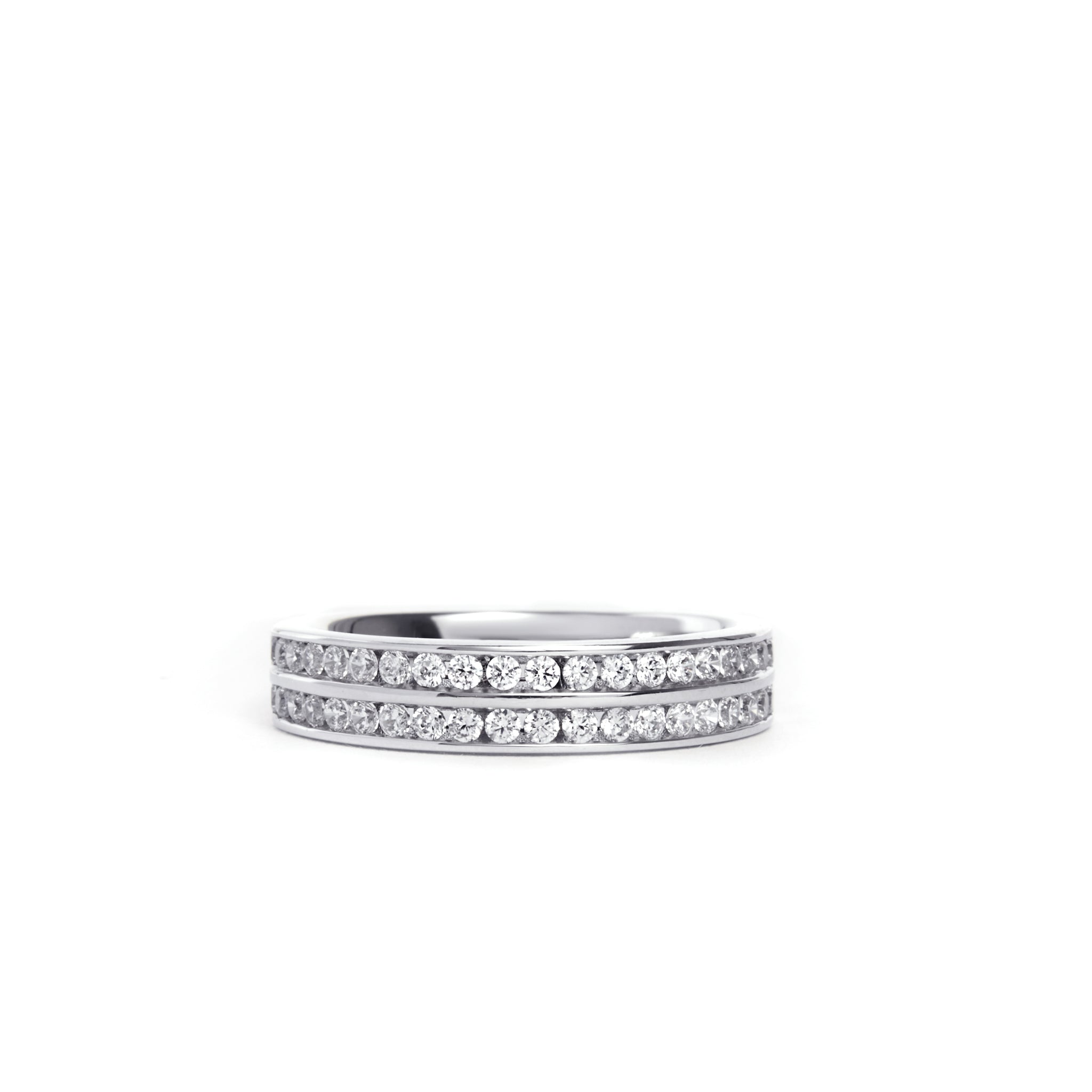 Stunning diamond ring with key features including 18ct White Gold material, Round Brilliant Cut Natural Diamonds, Double Row design, Total Diamond Weight of 0.50ct, G/H Diamond Color, SI Diamond Clarity, and Made to Order option. Add luxury to your collection and make a statement with your style!