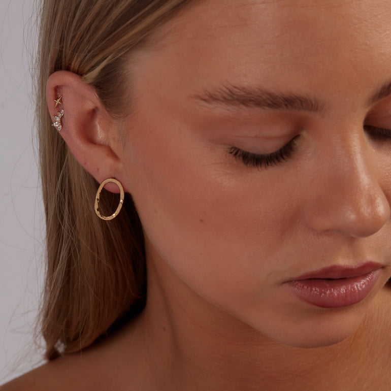 Simple Hammered Style Stud Earrings crafted from 14ct gold filled, versatile and perfect for any occasion