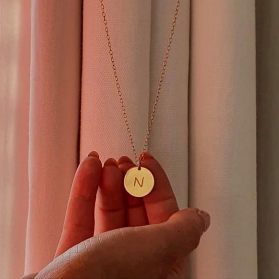 Gold Disc Initial Necklace - Chenevix Jewellery