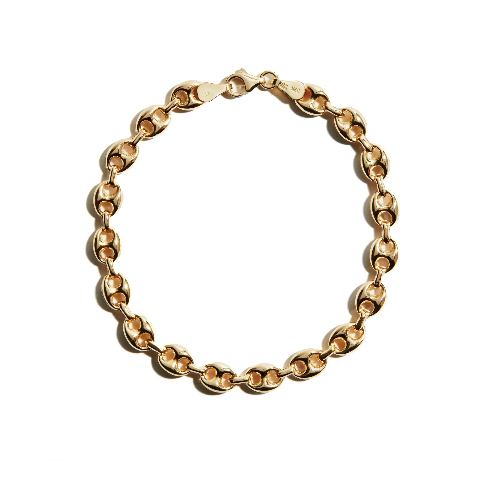 A bold Rambo Chain Bracelet crafted from 9 Carat Gold, showcasing thick link chains for a stylish statement.
