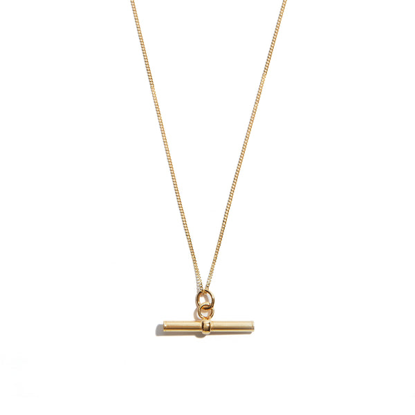 Solid gold t bar necklace new arrivals