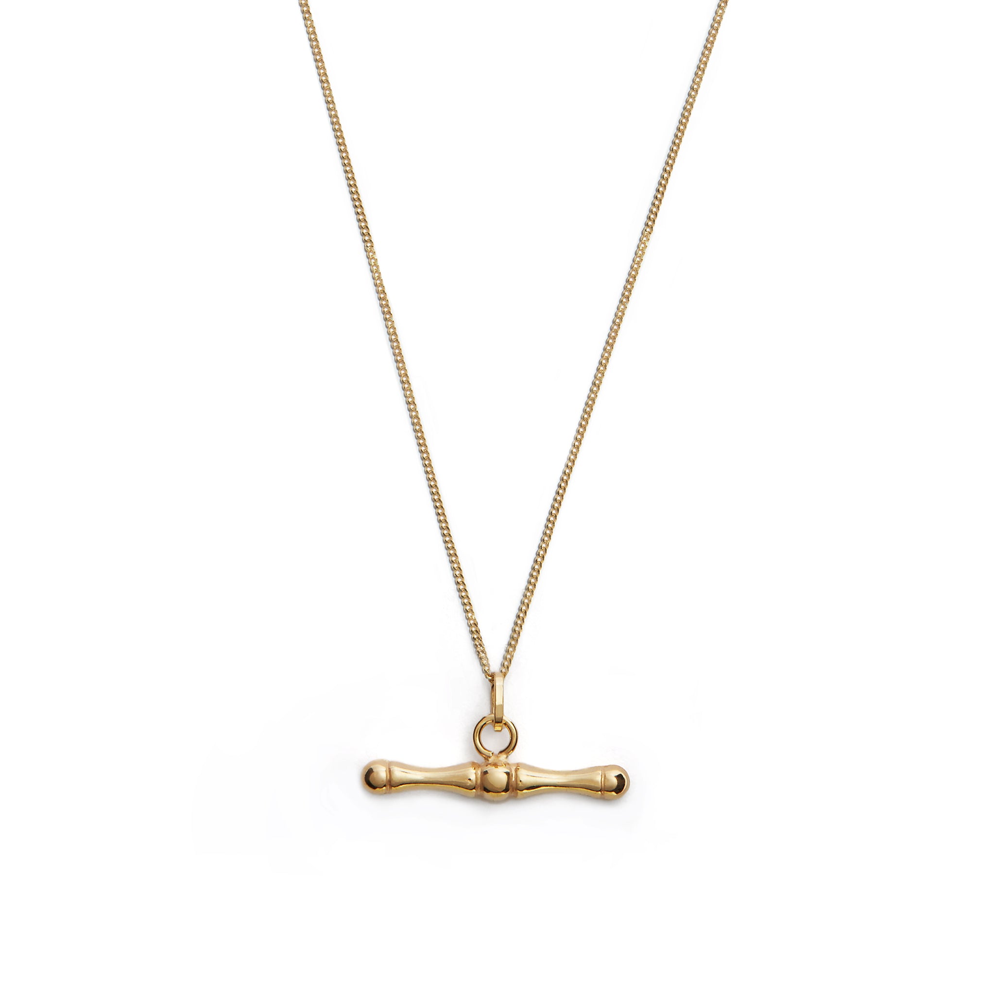 Elevate your ensemble with the 9 carat yellow gold rounded T-Bar necklace. This classic accessory features a sleek and polished T-Bar design, perfect for adding a touch of sophistication and elegance to any outfit.