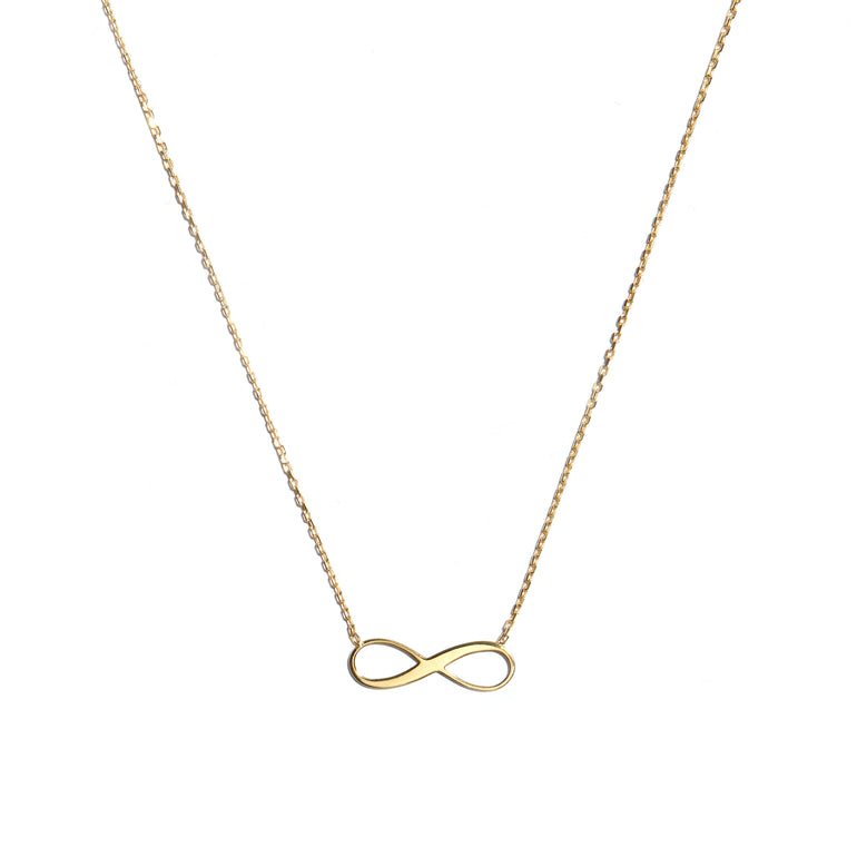 Adorn yourself with the timeless elegance of the 9 carat yellow gold infinity necklace. This beautiful accessory features the iconic infinity symbol, representing eternal love and connection. Elevate your style with this meaningful and versatile piece.