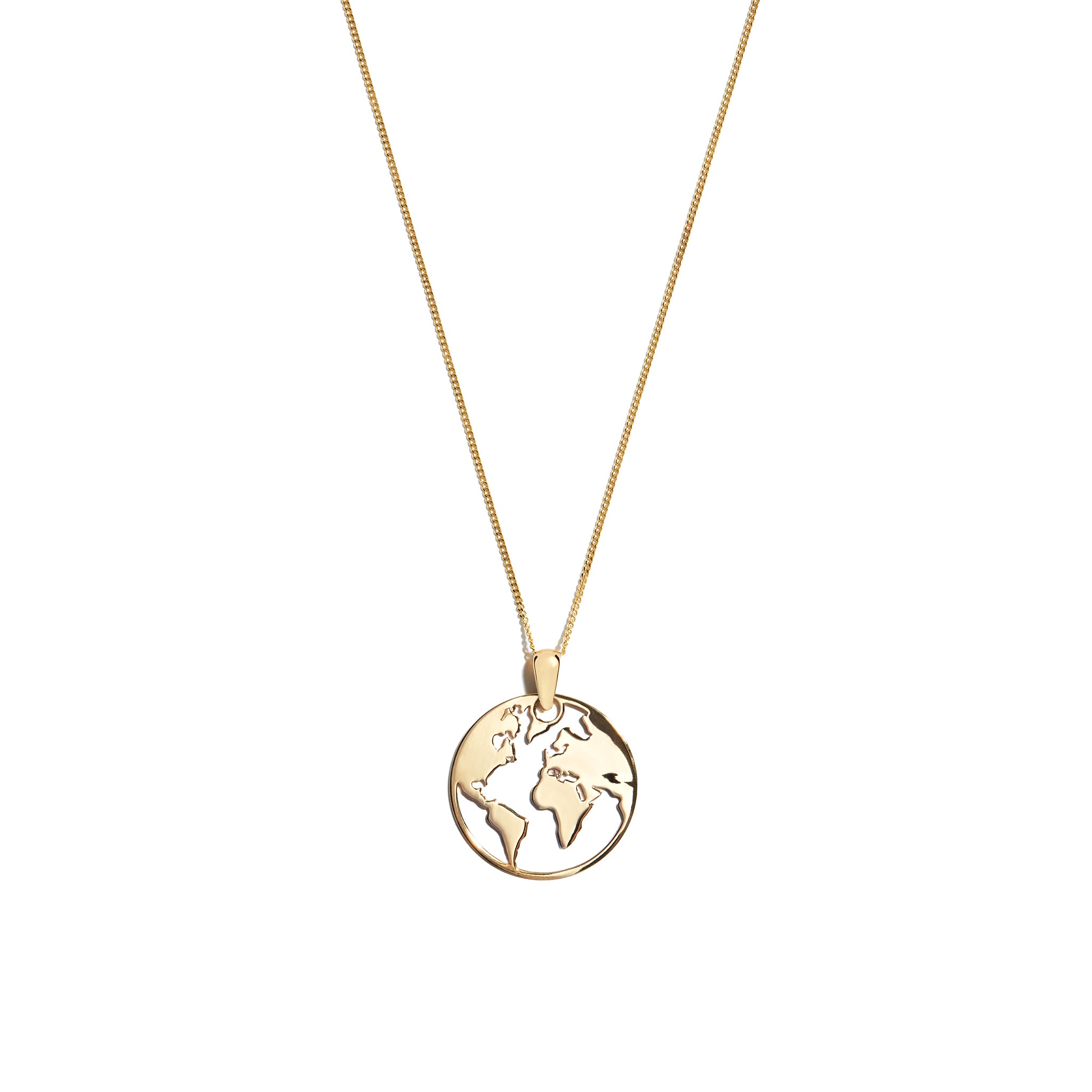Embrace worldly charm with the 9 carat yellow gold world pendant. This stunning accessory features a detailed globe design, symbolizing exploration and adventure. Elevate your style with this unique and meaningful piece.