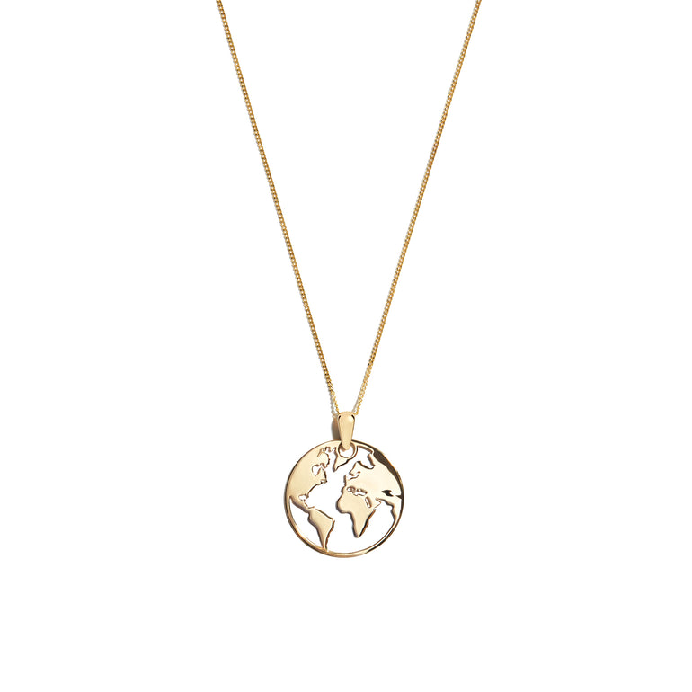Embrace worldly charm with the 9 carat yellow gold world pendant. This stunning accessory features a detailed globe design, symbolizing exploration and adventure. Elevate your style with this unique and meaningful piece.