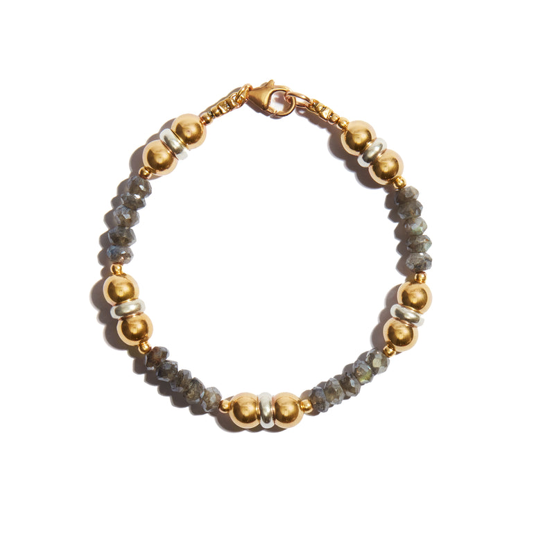 A stylish Graphite Quartz Bracelet crafted from 14ct gold fill, perfect for adding a touch of elegance to any ensemble.