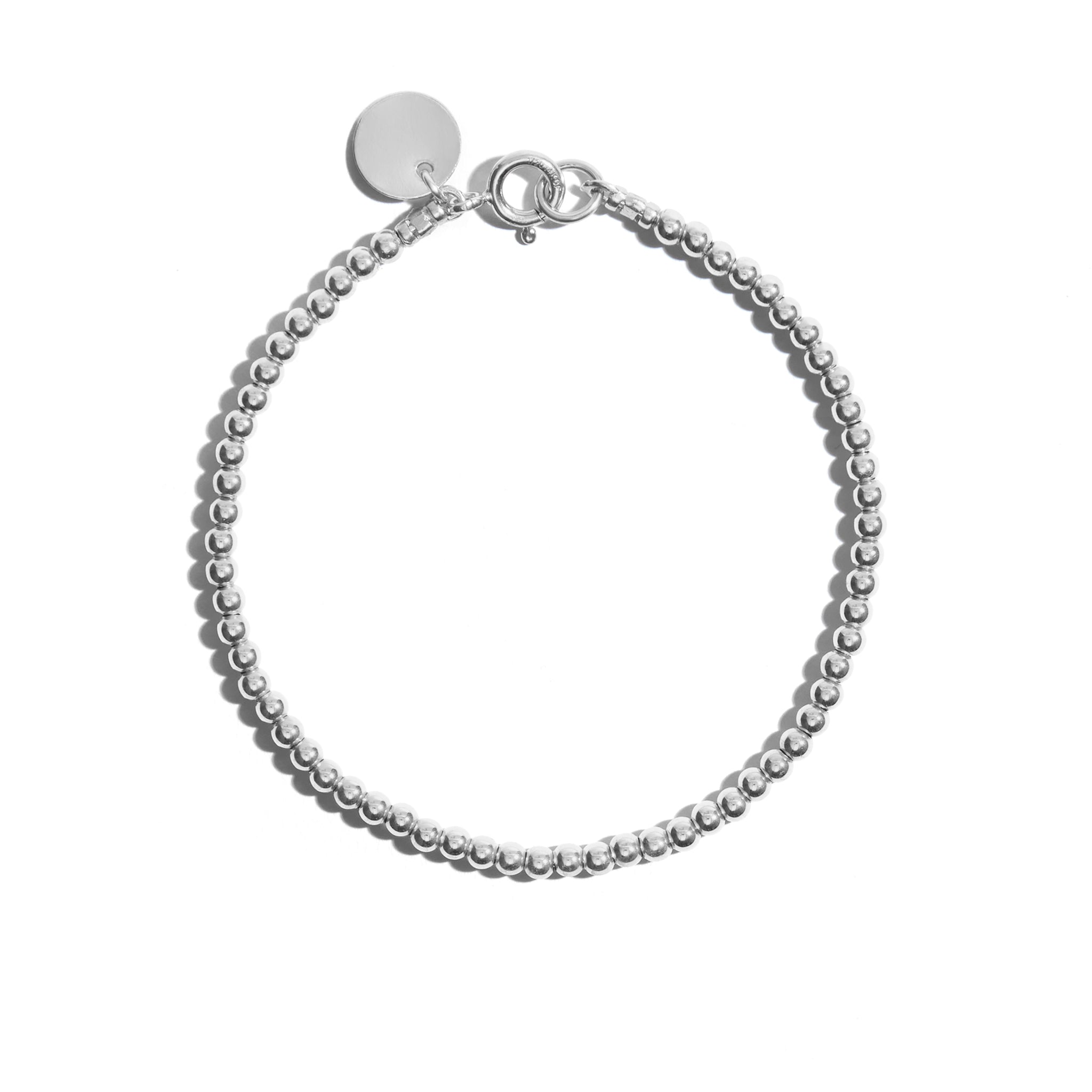 Photo of our delicate Silver Fine Bracelet crafted from sterling silver beads, perfect for adding a touch of elegance to any wrist.