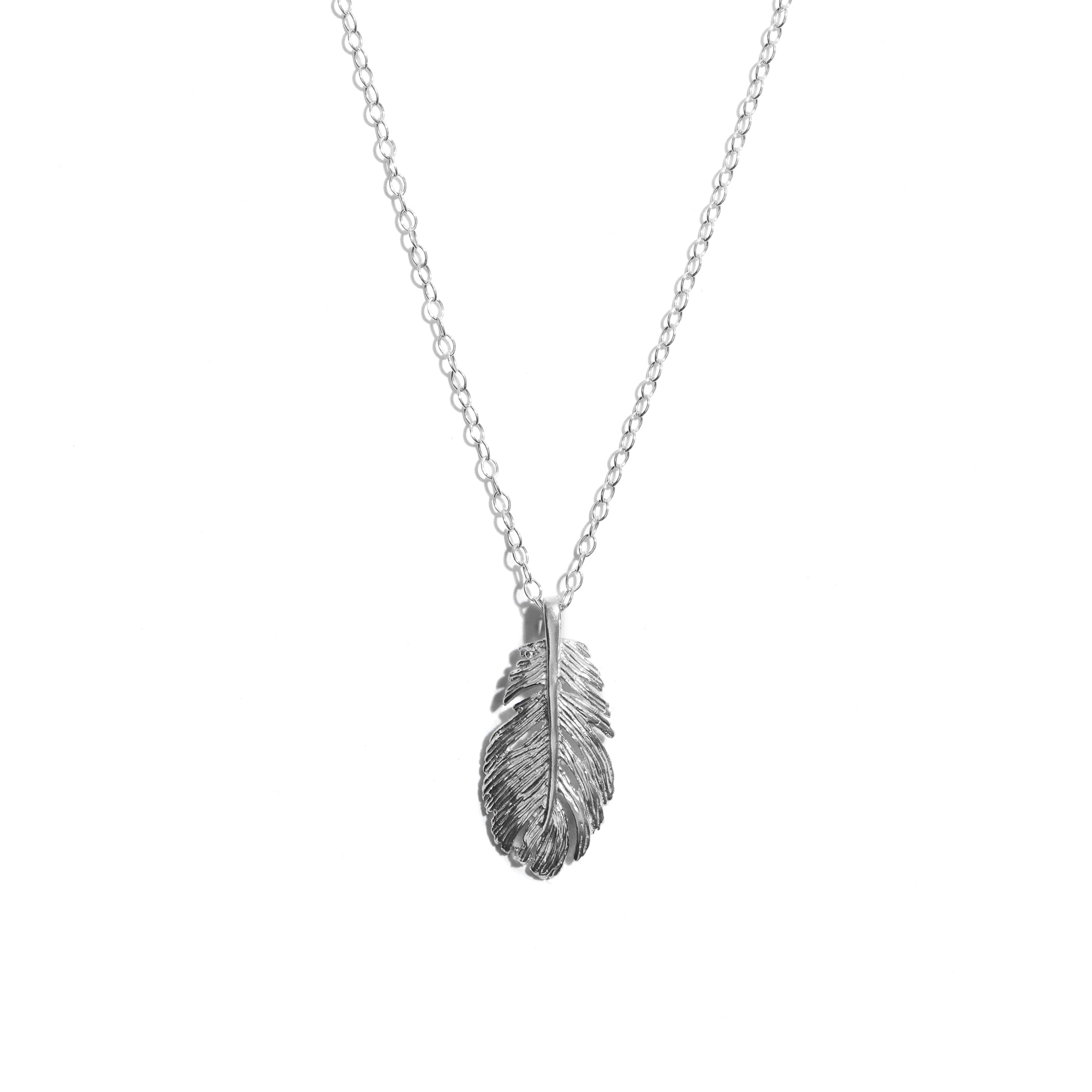 White gold feather on sale pendant