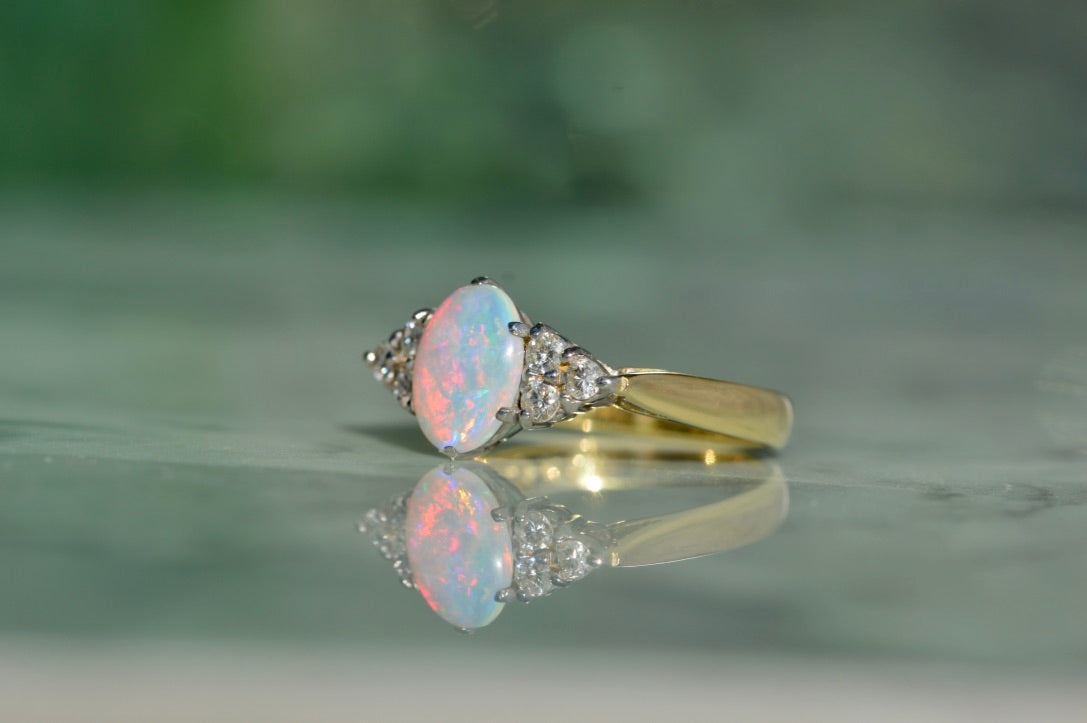 Buy White Opal Ring, Pear Shaped Opal Engagement Ring, Yellow Gold Ring for  Women, Opal Solitaire Ring, Unique Bridal Wedding Ring, Promise Online in  India - Etsy